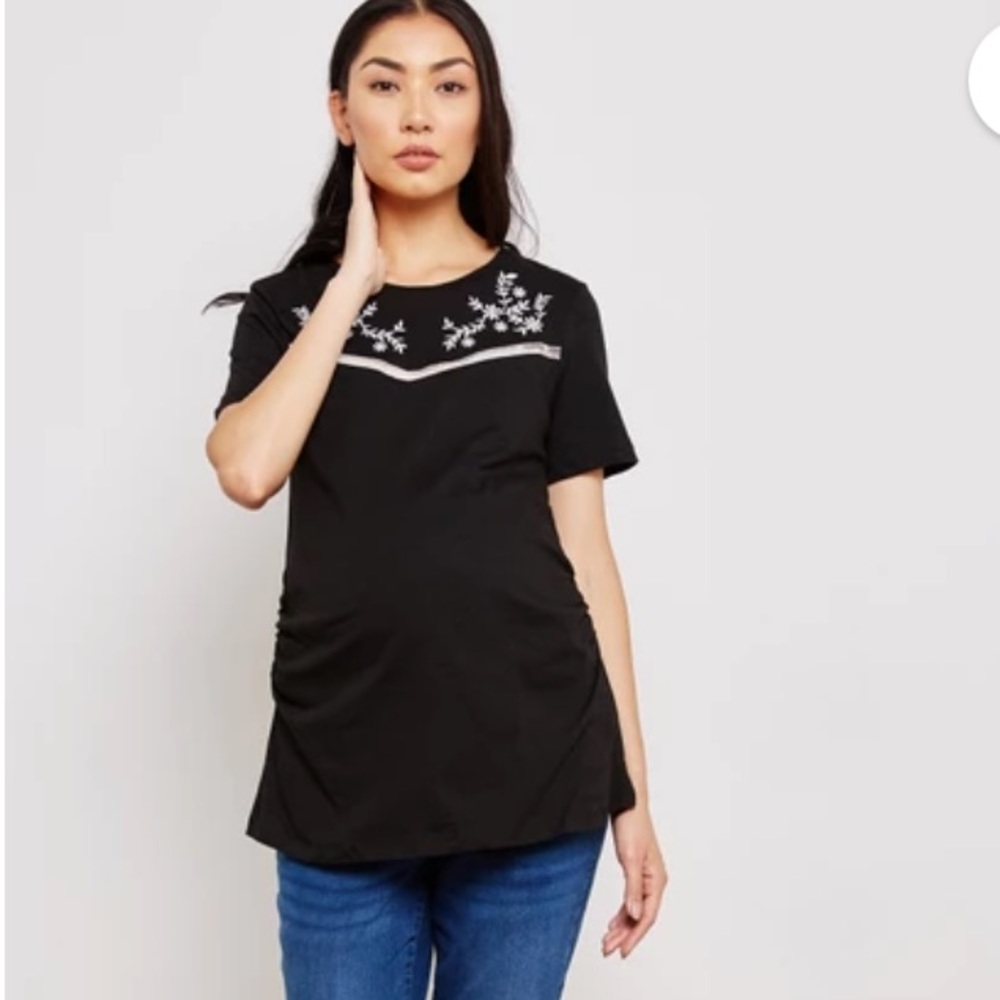 Dorothy Perkins Maternity Embroidered T-Shirt Size US 8
